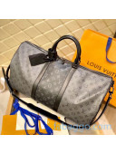 Louis Vuitton Keepall Bandoulière 50 Travel Bag in Monogram Eclipse Canvas M45392 Black/Grey 2020