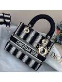 Dior Medium Lady D-Lite Bag in Blue D-Stripes Embroidery 2021