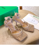 Bottega Veneta Sparkle Stretch Crystal Mesh Sandals 9cm Beige 2021