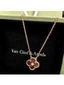 Van Cleef & Arpels Alhambra Necklace With Crystal Deep Red/Rosy Gold