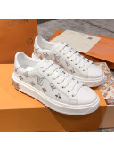 Louis Vuitton Bloom Embroidered Leather Sneaker White/Silver 2019