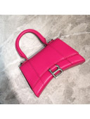 Balenciaga Hourglass Mini Top Handle Bag in Smooth Leather Hot Pink/Silver 2019