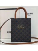 Celine Mini Vertical Cabas Tote Bag in Triomphe Canvas Brown 2021 01