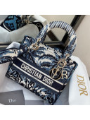 Dior Medium Lady D-Lite Bag in Blue Palms Embroidery 2021