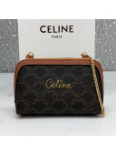 Celine Clutch with Chain in Triomphe Canvas with Embroidered Celine Brown 2021