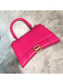 Balenciaga Hourglass Small Top Handle Bag in Smooth Leather Hot Pink/Gold 2019