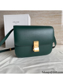 Celine Medium Classic Bag in Ripples Calfskin Leather Green 2021 Top Quality