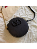 Valentino VLogo Calfskin Round Clutch with Chain Black 7788 2020