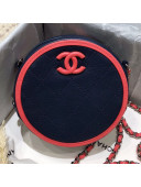 Chanel Pink Stripe Trim Round Classic Clutch with Chain AP0060 Black 2019