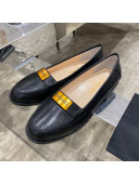 Chanel Calfskin Loafers with Logo Metal Black 2020