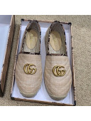 Gucci Chevron Raffia Flat Espadrilles with Double G 578547 Natural Beige 2019