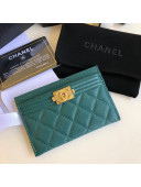 Chanel Caviar Calfskin Boy Chanel Card Holder Green 2018