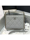 Chanel Lambskin & Silver-Tone Metal Clutch AS1732 Grey 2020