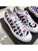 Chanel Bloom Print Fabric Sneakers Black 2019