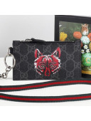 Gucci Wolf Print GG Supreme Card Case ‎523903 