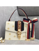 Gucci Sylvie Bee Star Small Shoulder Bag 524405 White 2019