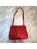 Balenciaga B. Quilted Lambskin Small Flap Bag Red/Gold 2020