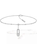 Messika Move Crystal Pendant Feet Chain Anklet Silver 2019