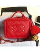 Chanel CC Filigree Mini Vanity Case Bag in Grained Calfskin A93342  Red 2018