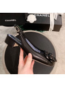 Chanel Camellia Leather Slingback Black 2019