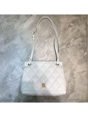 Balenciaga B. Quilted Lambskin Small Flap Bag White/Gold 2020