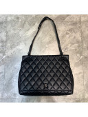 Balenciaga B. Quilted Lambskin Large Flap Bag All Black 2020