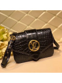 Louis Vuitton LV Pont 9 Shoulder Bag in Crocodile Embossed Leather N98478 Black 2021