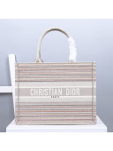 Dior Small Book Tote Bag in Multicolor Stripes Embroidery 2021