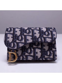 Dior Saddle Coin Purse in Blue Oblique Jacquard Canvas