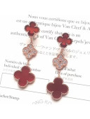 VanCleef&Arpels Magic Alhambra Three Clovers Earrings Red/Rose Gold 2018