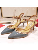 Valentino Rockstud Patent Leather Slingback Pump With 6.5cm Heel Grey 2020