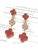 VanCleef&Arpels Magic Alhambra Three Clovers Earrings Red/Yellow Gold 2018