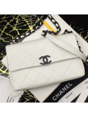 Chanel Matte Grained Calfskin Flap Bag AS2303 White/Black 2020  