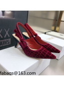 Dior J'Adior Slingback Pumps 6.5cm in Red Crocodile-Effect Embroidered Velvet 2021