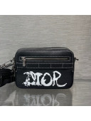 Dior and Peter Doig Men's Safari Messenger Bag in Black Grained Calfskin 2021