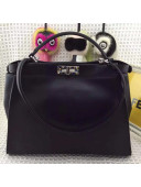 Fendi Calfskin Peekaboo Bag with Multicolor Bar Black