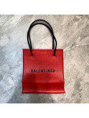 Balenciaga Calfskin Vertical Mini Shopping Tote Bag 201016 Bright Red/Black 2020