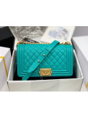 Chanel Quilted Origial Haas Caviar Leather Medium Boy Flap Bag Turquoise with Matte Gold Hardware(Top Quality)