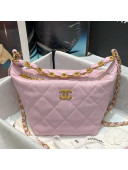 Chanel Crumpled Lambskin Mini Hobo Bag Pink 2021