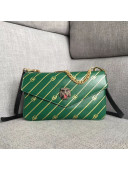 Gucci Medium Double Leather Shoulder Bag 524822 Green/Black 2018