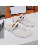 Gucci Thong Sandal with Chain ‎626599 White/Gold 2020