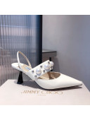 Jimmy Choo Breslin Lambskin Pearl Heel Mules 6.5cm White 2021