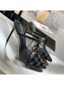 Chanel Tweed Transparent Lace-up High-Heel Mules Black 2019