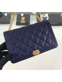 Chanel Grained Leather Boy Chanel Wallet on Chain A81969 Blue 2019