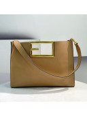 Fendi Way Leather Medium Tote Bag Apricot 2021 8506M