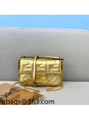 Fendi Baguette Mini FF Logo Lambskin Flap Bag Yellow Gold 2022