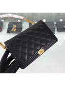 Chanel Lambskin Boy Chanel Wallet on Chain A81969 Black/Gold 2019