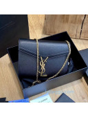 Saint Laurent Cassandra Chain Wallet in Grained Leather 635023 Black 2002