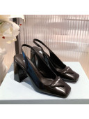 Prada Leather Slingback Pumps 9.5cm Black 2022 03