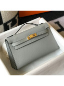 Hermes Kelly Mini Pouchette Bag 22cm in Epsom Leather Dusty Blue/Gold 2020